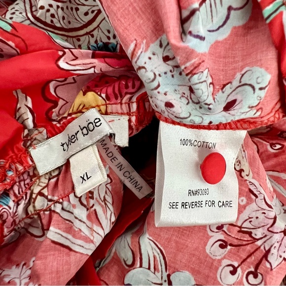 Tyler Böe Red Dragon Mini Dress Frill Neck Sleeve Floral Red Animal XL - Picture 9 of 10